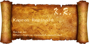 Kapros Reginald névjegykártya
